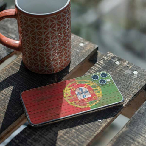 Portuguese Flag Dark Wood iPhone 11 Pro Max Skin